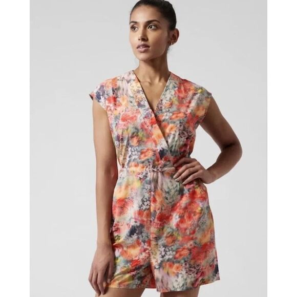 Athleta Pants - Athleta Floral Marlow Romper Renewed Bloom Pink Size Small